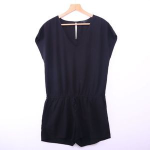 J. Crew V Neck Linen Blend Black Romper